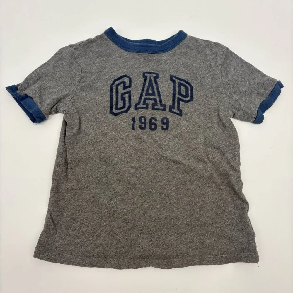 GAP Kids Gray Tee with Blue Trim